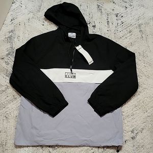 Pro Club Men's NylonAnorak Pullover Jacket -Black/Gray